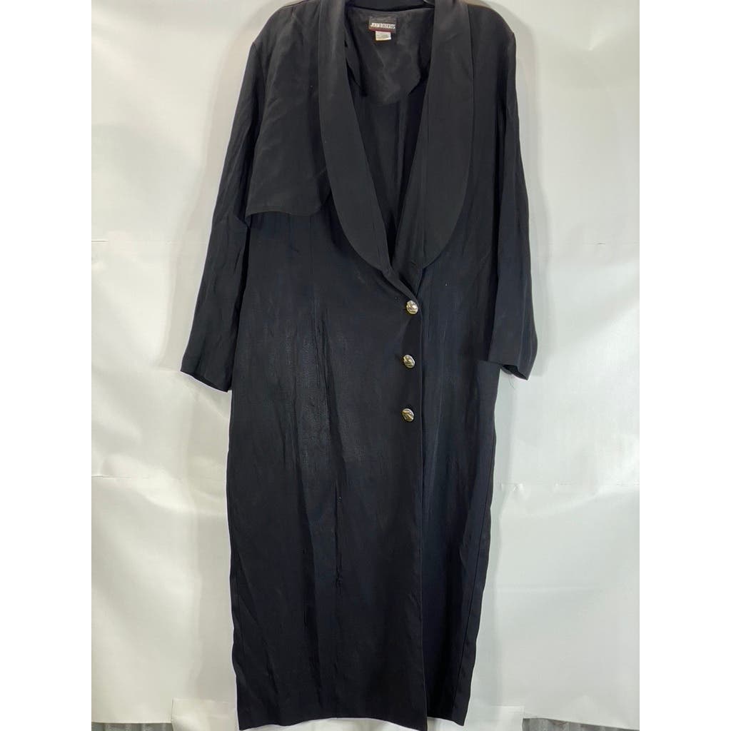 JOHN ROBERTS Women's Black Midi Vintage 80's 3 Button Trench Dress SZ 15/16