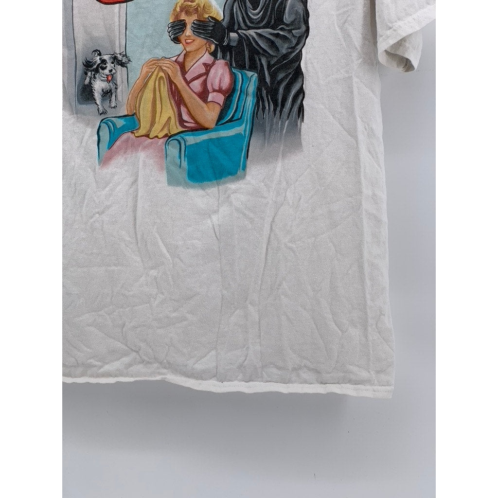 GHOST FACE Men's White Vintage Graphic Short Sleeve T-Shirt SZ L