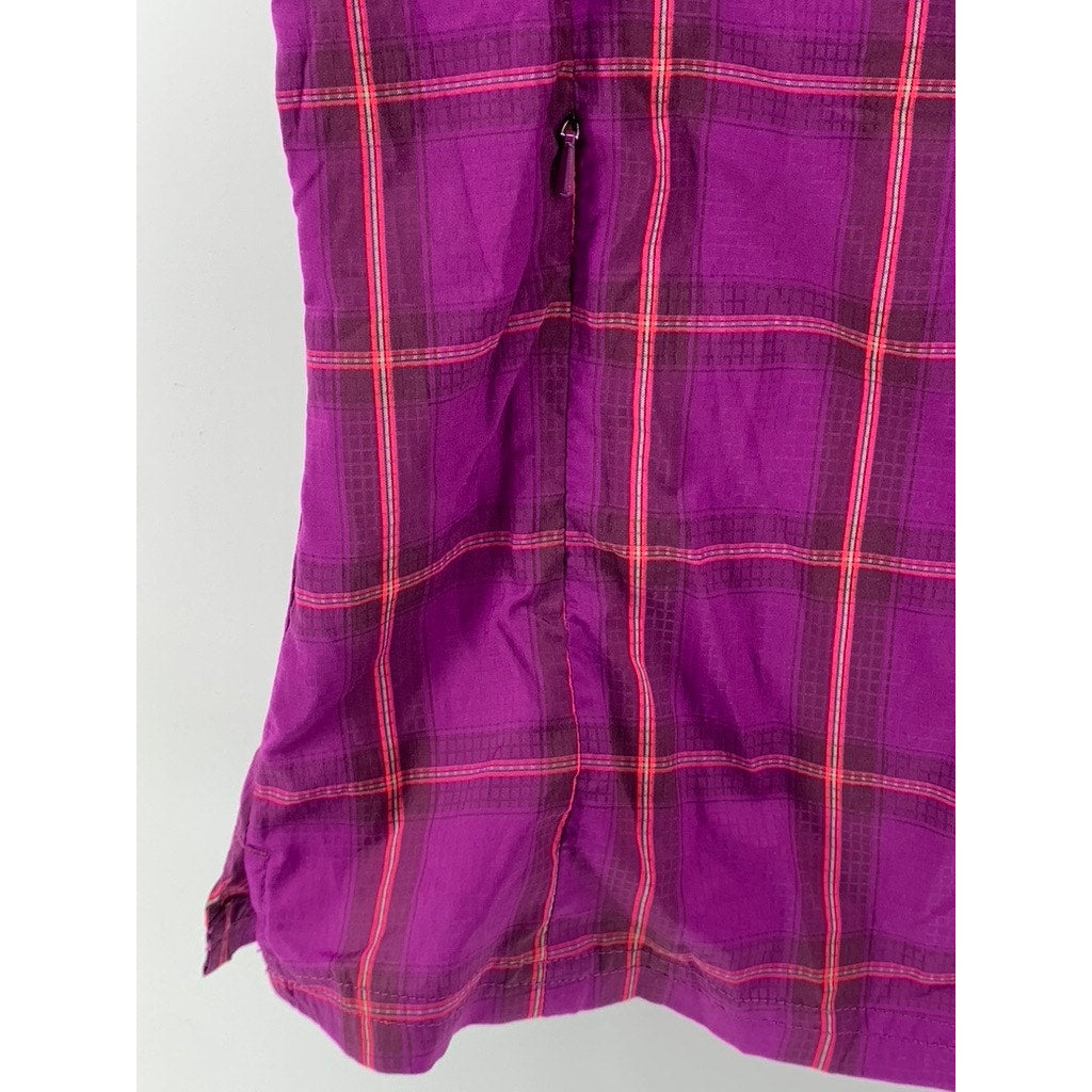 COLUMBIA Women's Purple Plaid Omni-Shade Button-Up Top SZ L