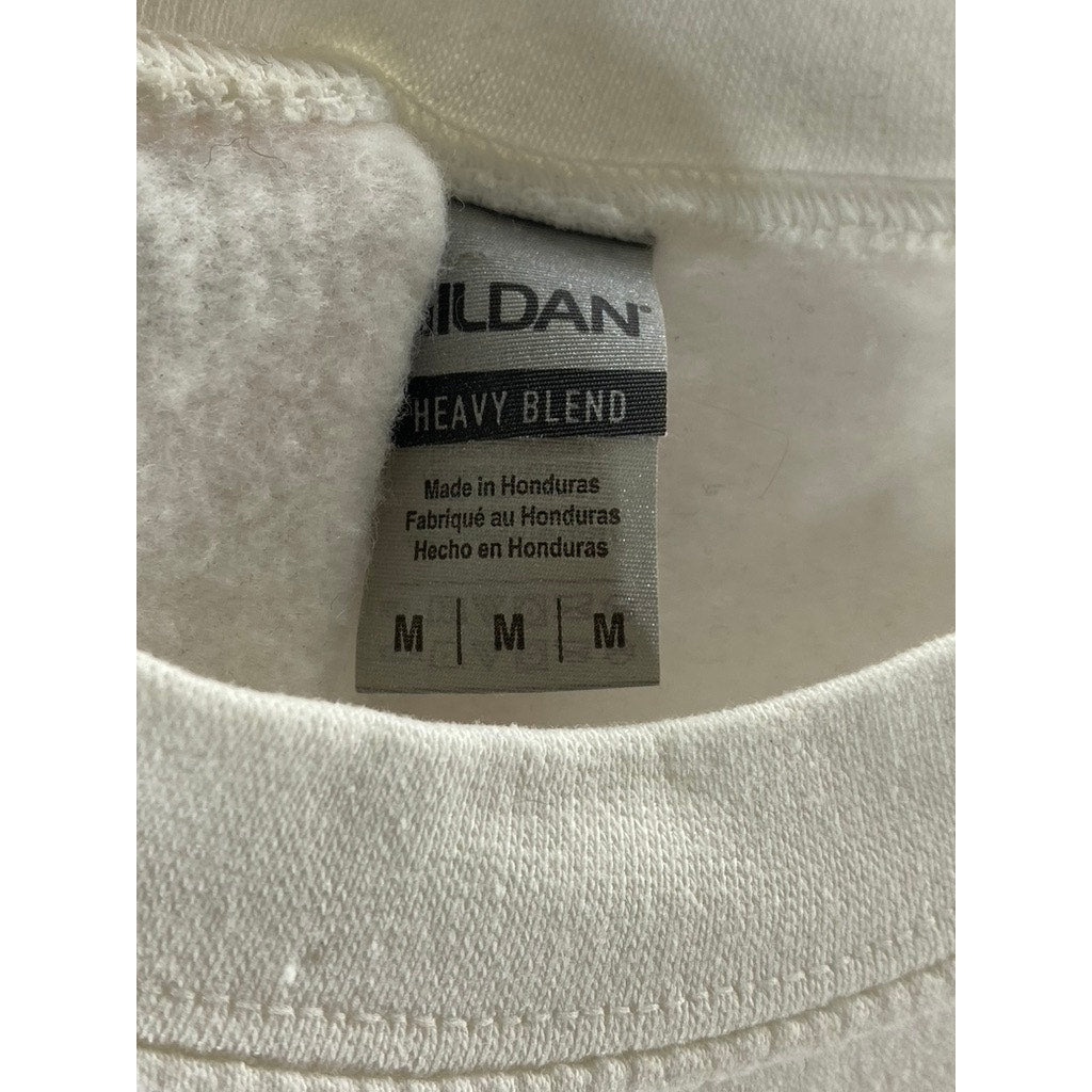 GILDAN UNISEX White Habitually Truthful Logo Crewneck Long Sleeve Sweatshirt SZM