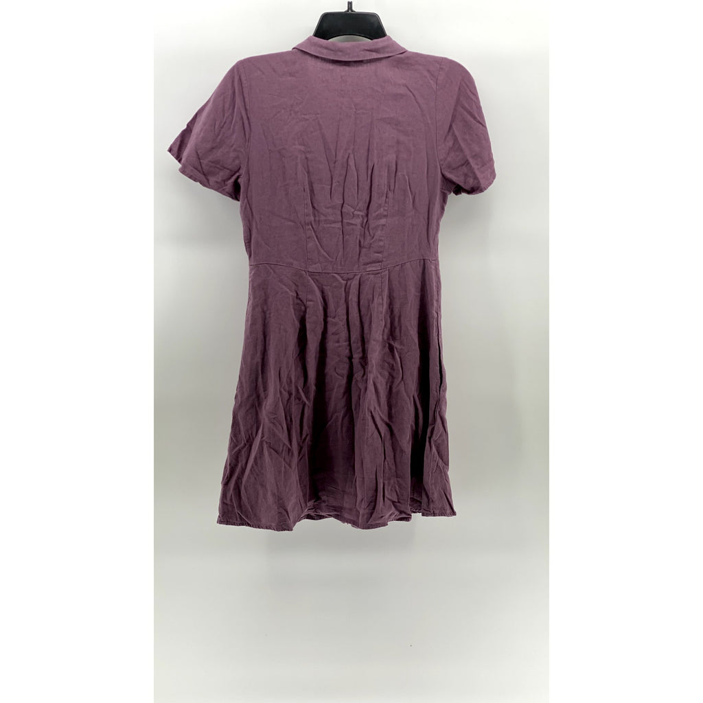 MADEWELL Women's Antique Purple Linen-Blend Kacie Button-Up Mini Dress SZ 2