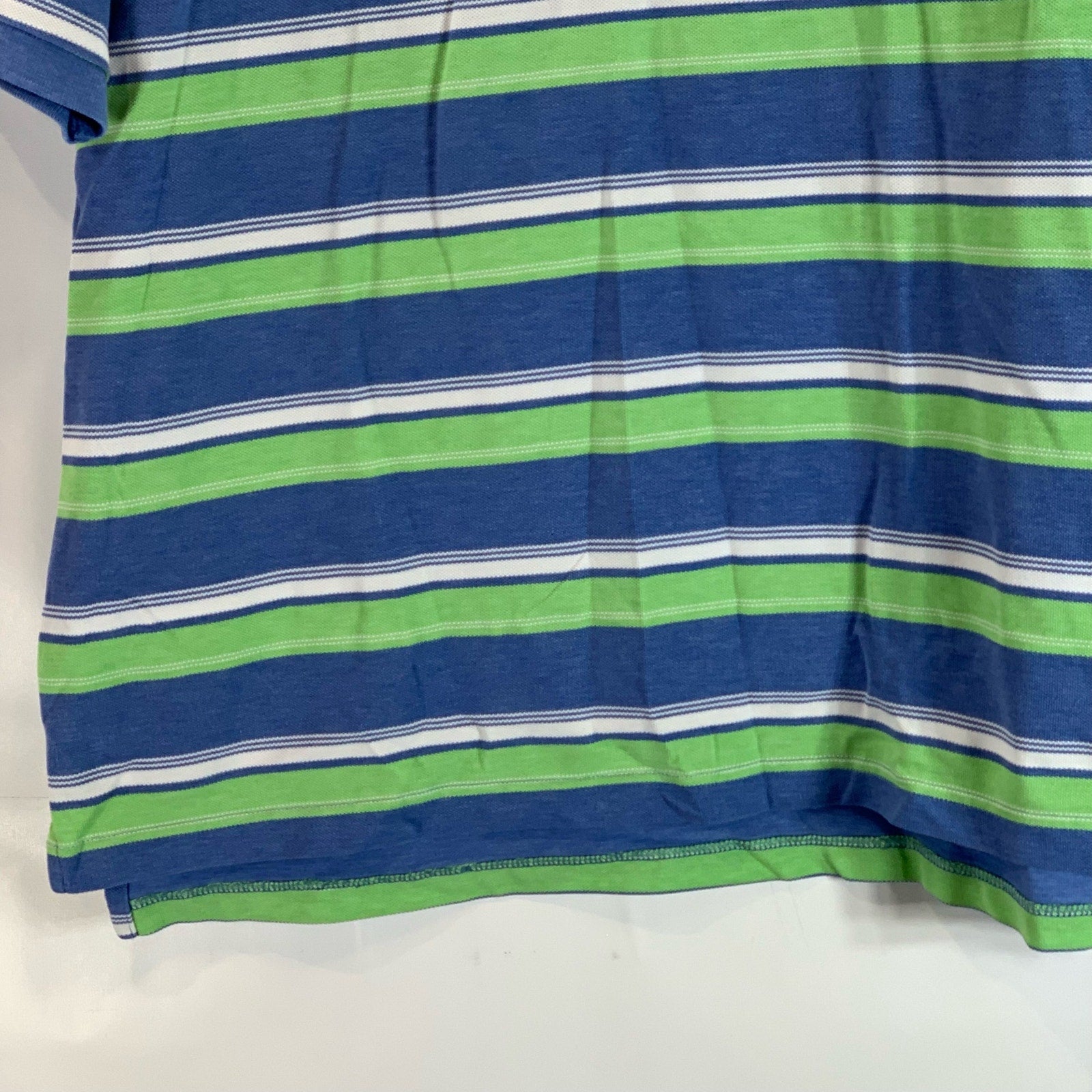 BROOKS BROTHERS Men's Green/Blue Striped Original-Fit Performance Polo Shirt SZL