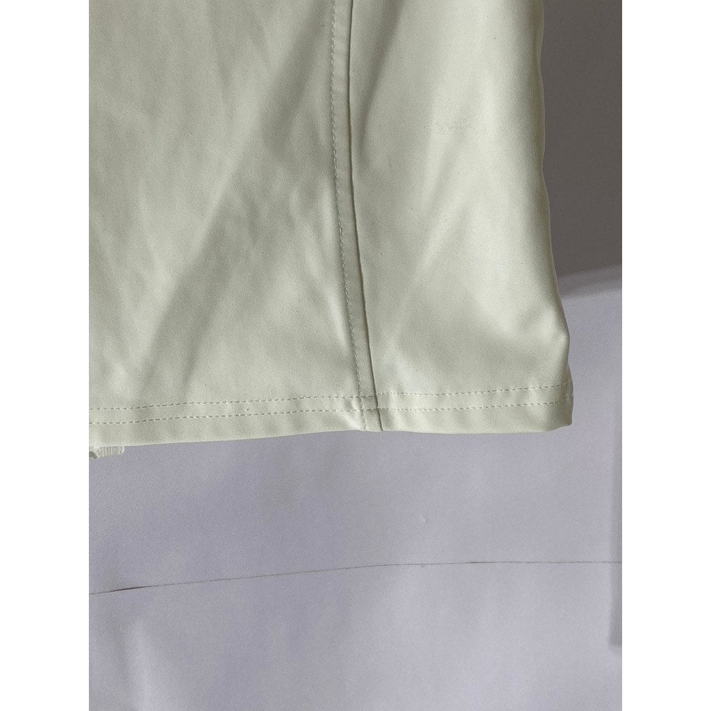 UNBRANDED Women’s White Stand Collar Fitted Zip-Up Sweater SZ XS