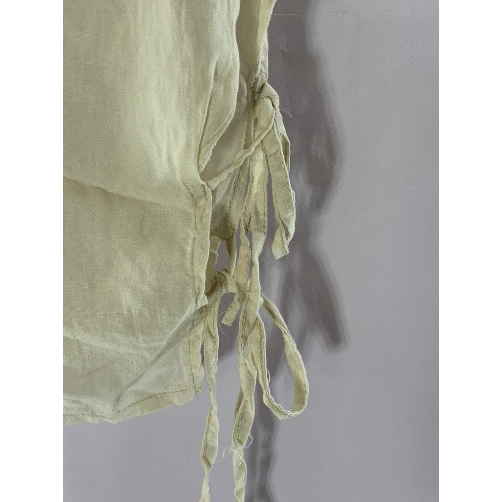 NEW COLLECTION Women's Cream Side-Tie Crewneck Sleeveless Top SZ S