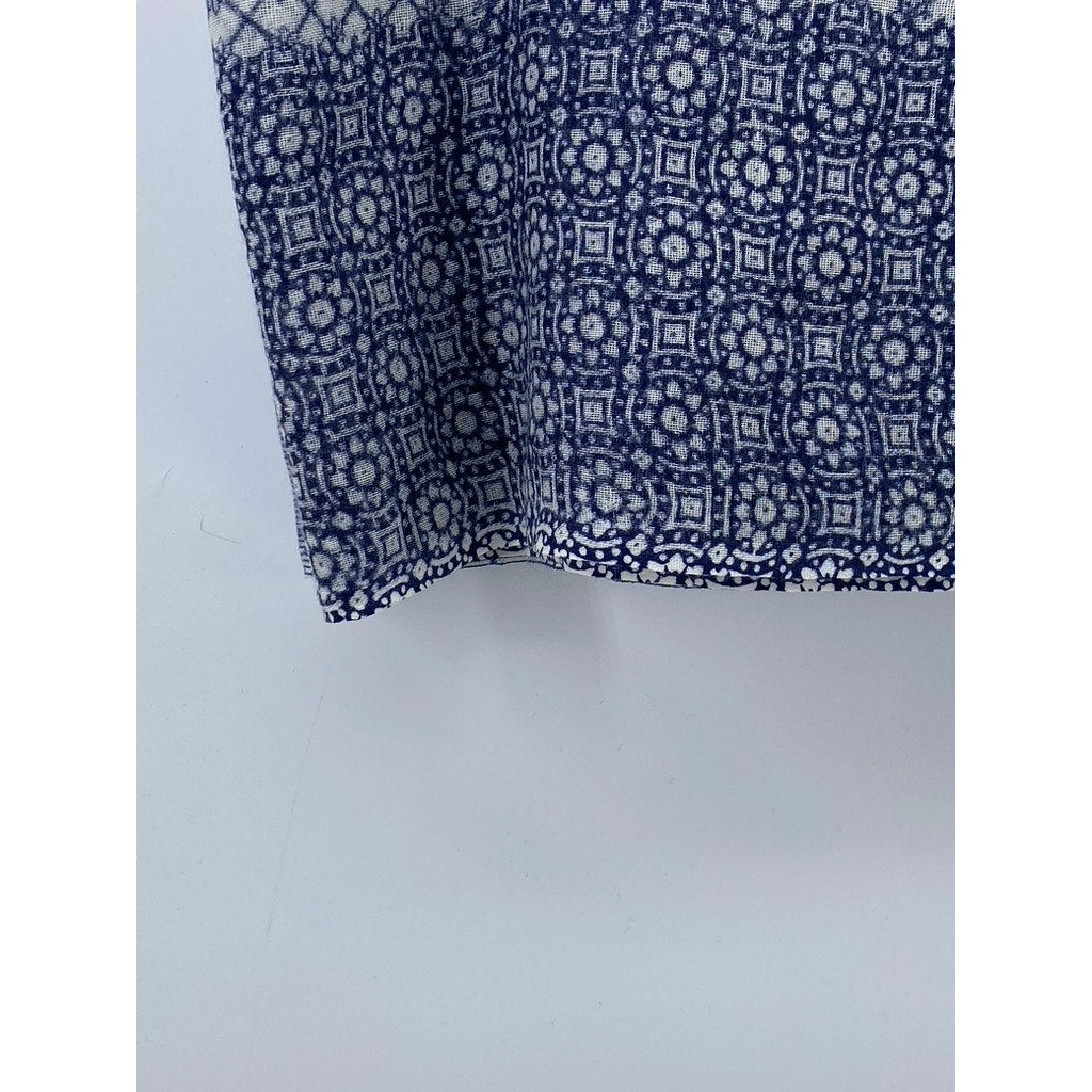 INDIGO HANDLOOM Women's Blue-White Printed Fringe Knit Scarf SZ OS