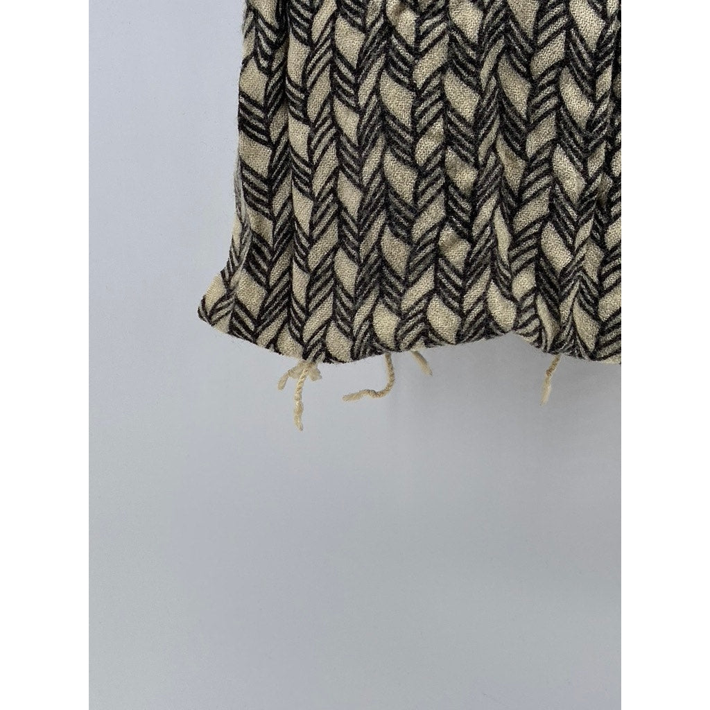 UNBRANDED Women's Brown-Beige Printed Fringe Knit Scarf SZ OS