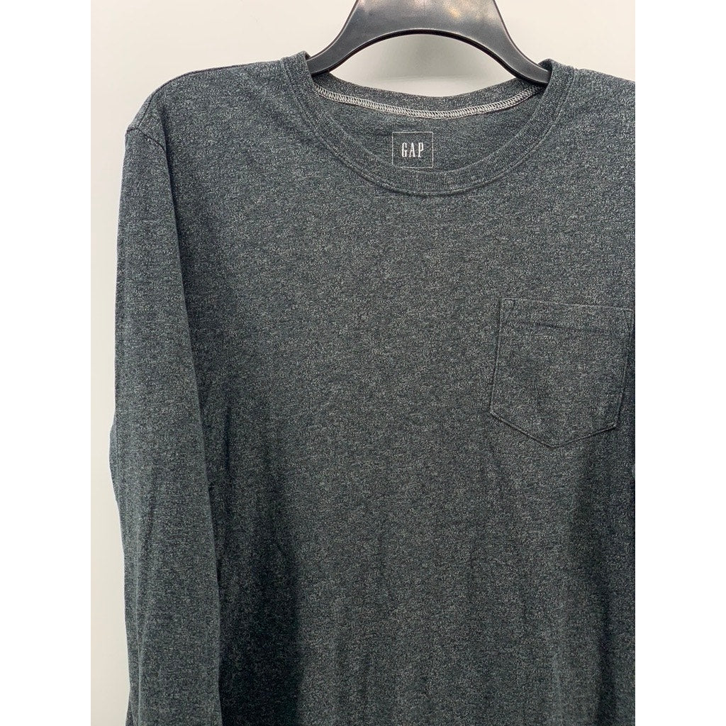 GAP Men's Marled Gray Crewneck Long Sleeve Casual T-Shirt SZ L