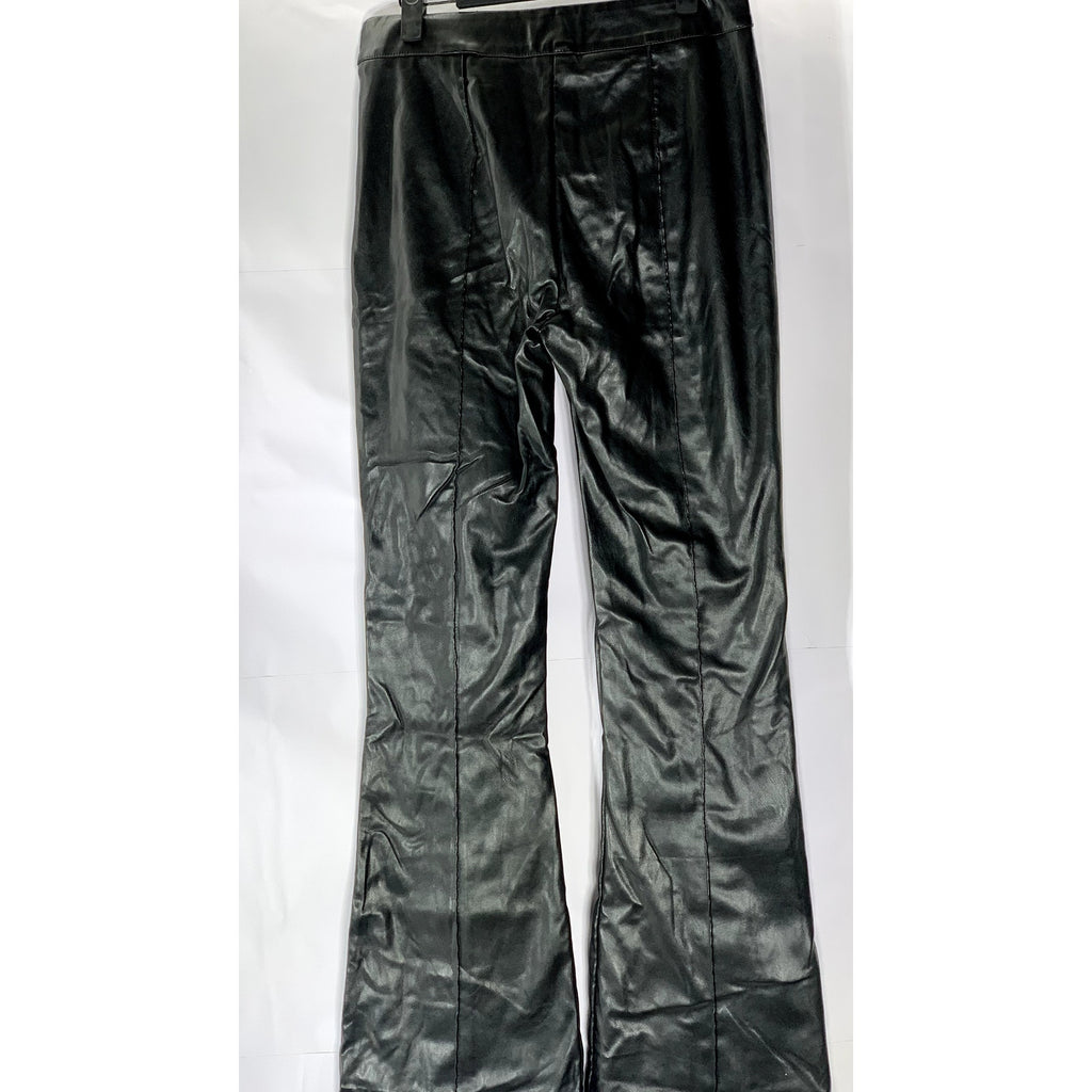 PRINCESS POLLY Women's Black Solid Braden Faux-Leather Wide-Leg Pull-On Pant SZ6