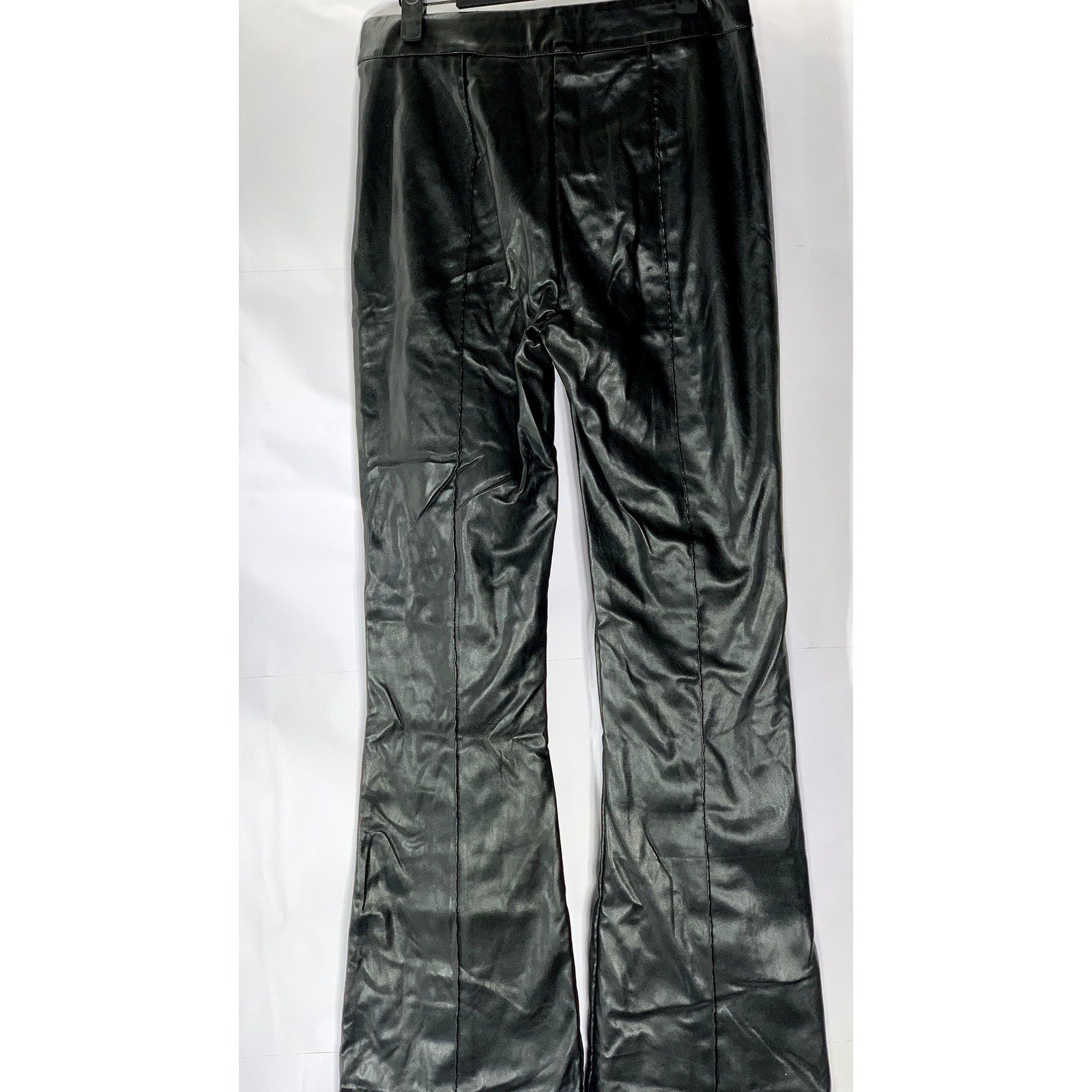 PRINCESS POLLY Women's Black Solid Braden Faux-Leather Wide-Leg Pull-On Pant SZ6