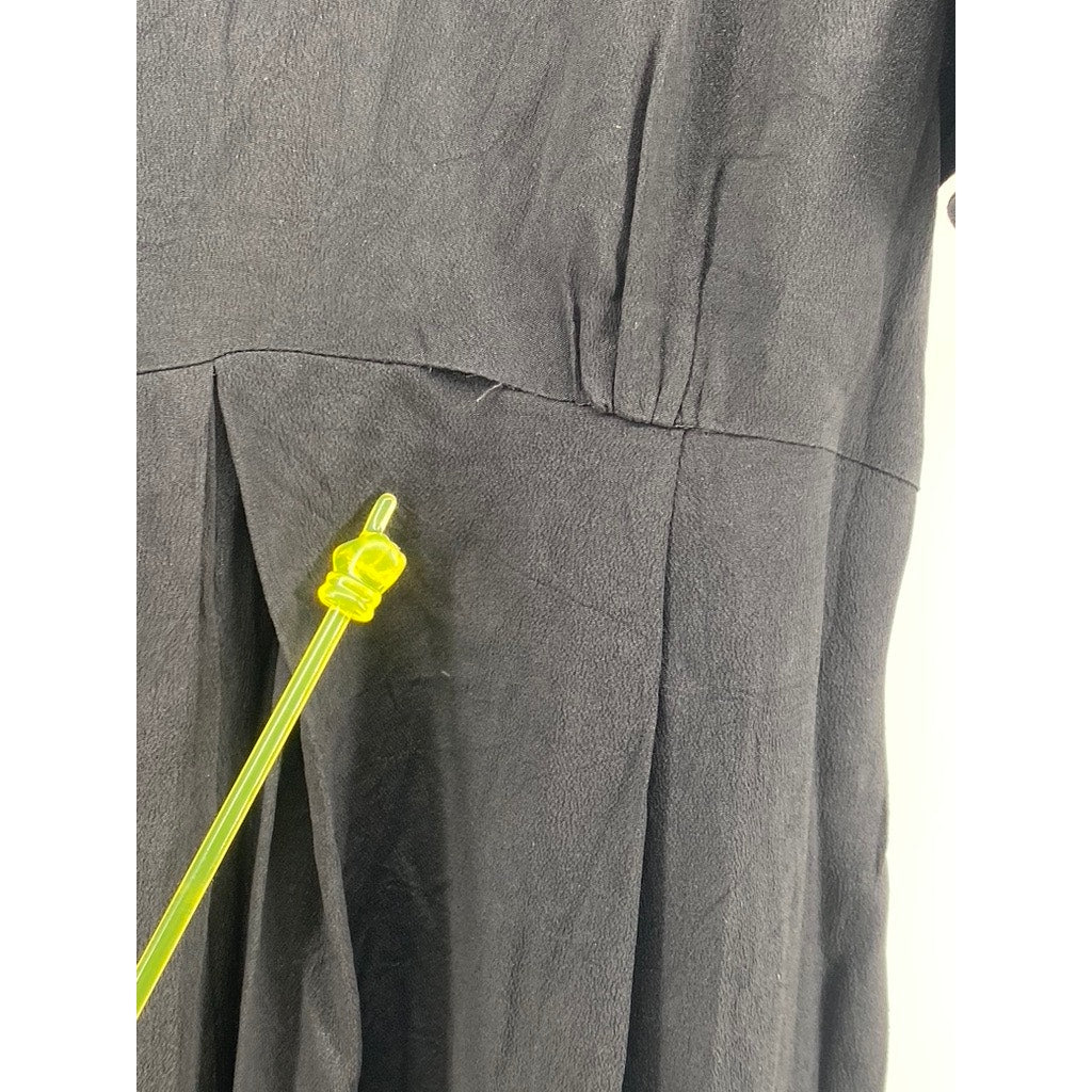 UNBRANDED Women's Black Solid Crewneck Short Sleeve Back Zipper Jumpsuit SZ S
