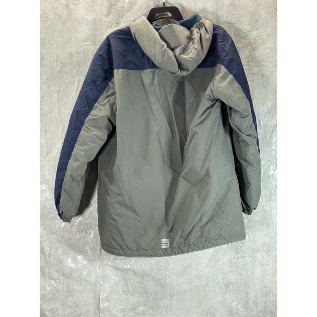 LANDS' END Boy's Gray/Navy Water Resistant Zip-Up Jacket SZ XL 18-20