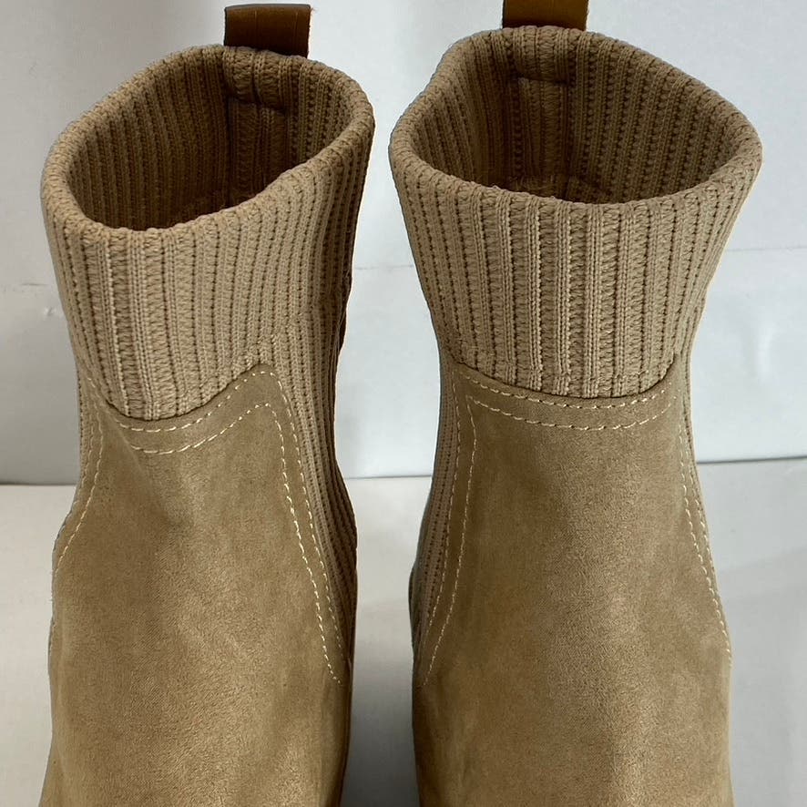STEVEN NEW YORK Women's Tan Darla Lug-Sole Pull-On Sock Boots SZ 6