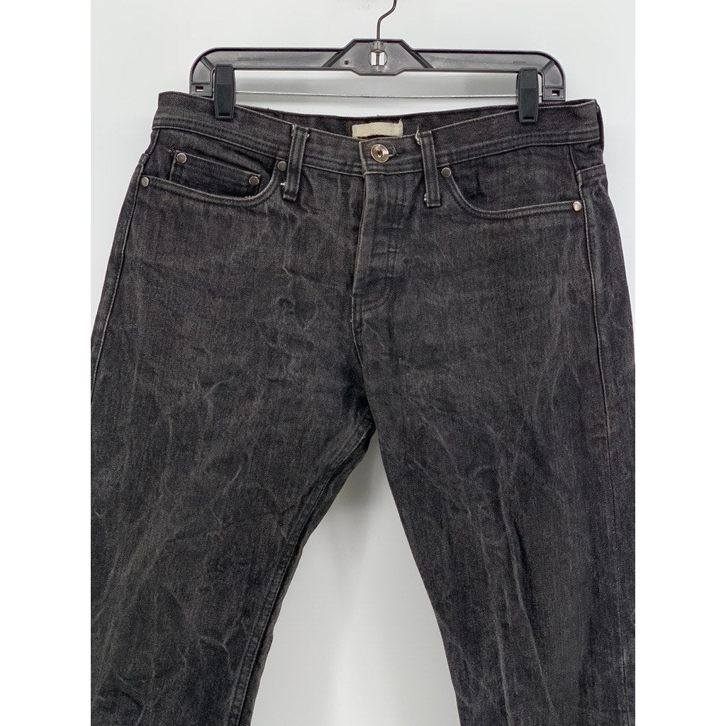 THE UNBRANDED BRAND Men's Black UB204 14.5oz Selvedge Tapered Jeans SZ 34