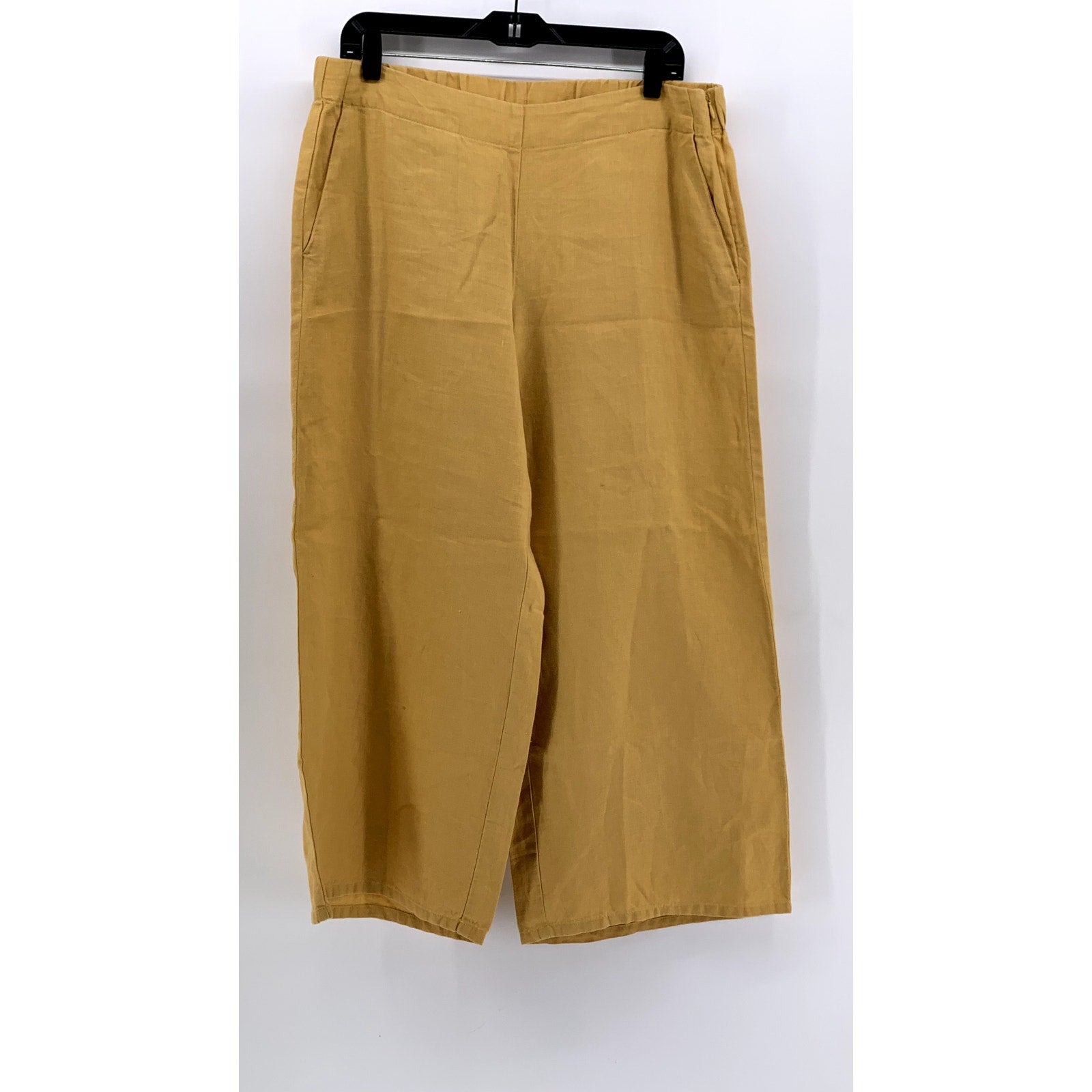 J. JILL Women's Tan Love Linen Wide-Leg Cropped Pants SZ M
