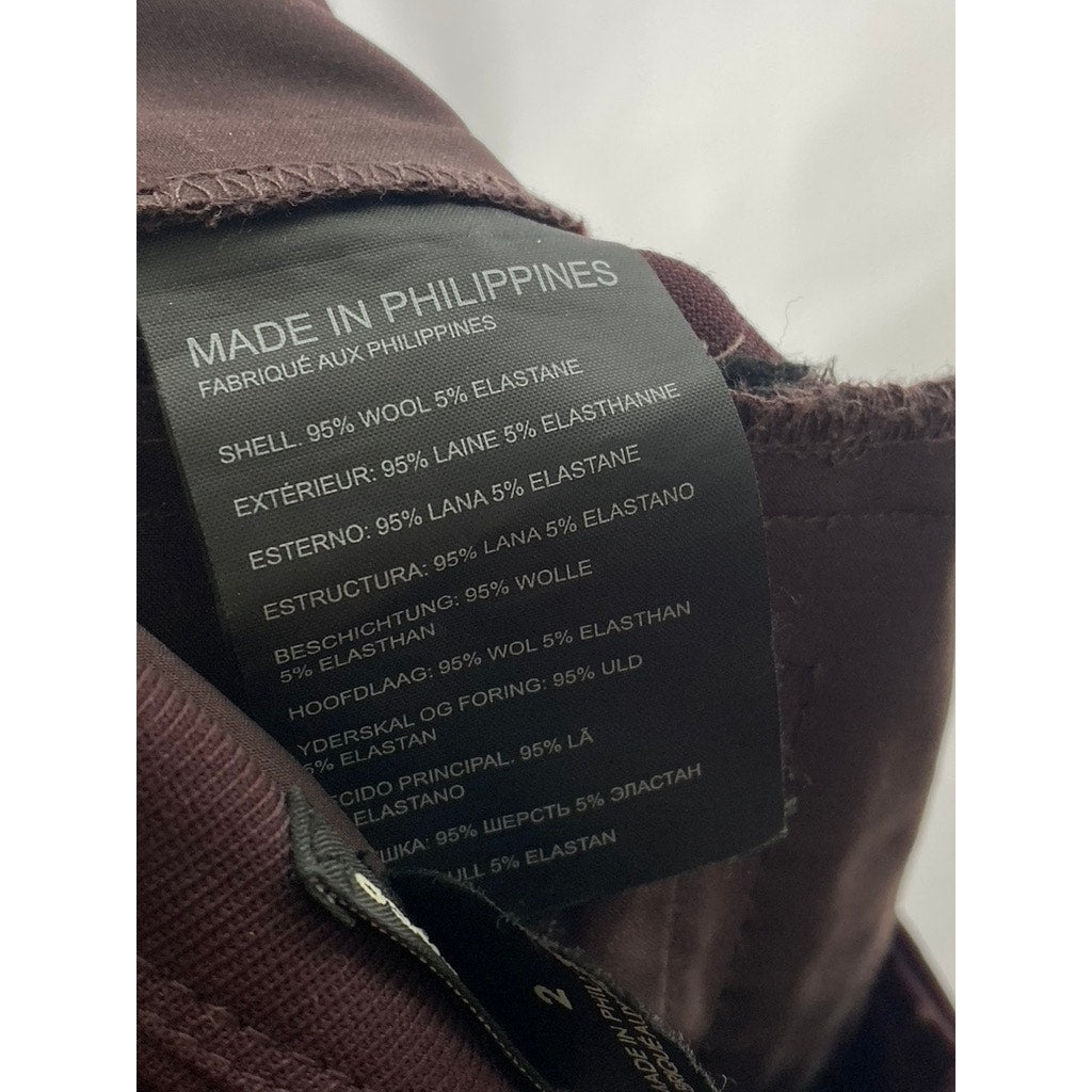 CLUB MONACO Women's Burgundy Wool-Blend Wide-Leg Dress Pant SZ 2