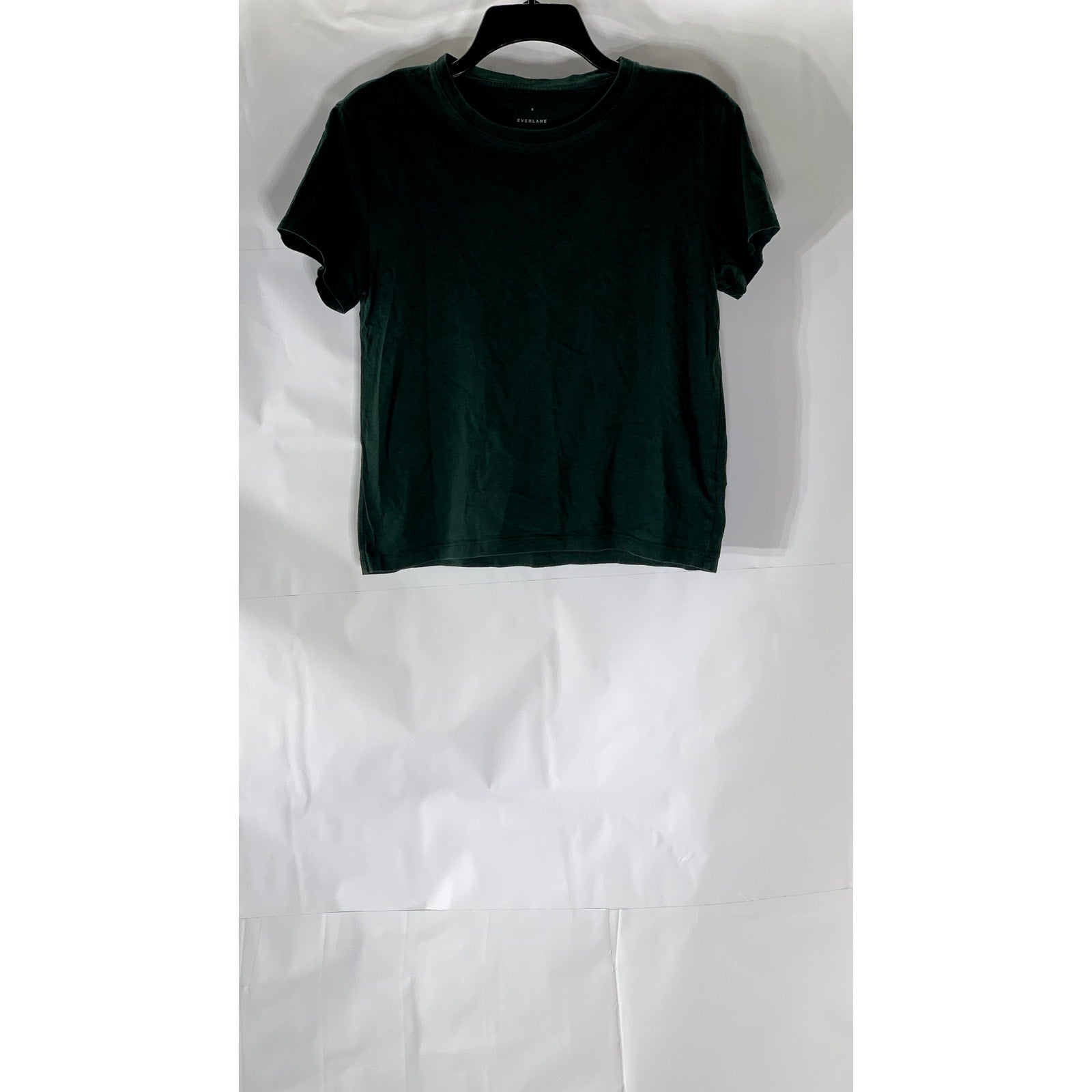 EVERLANE Women's Dark Green The Box Crewneck Short Sleeve Organic Cotton Top SZS