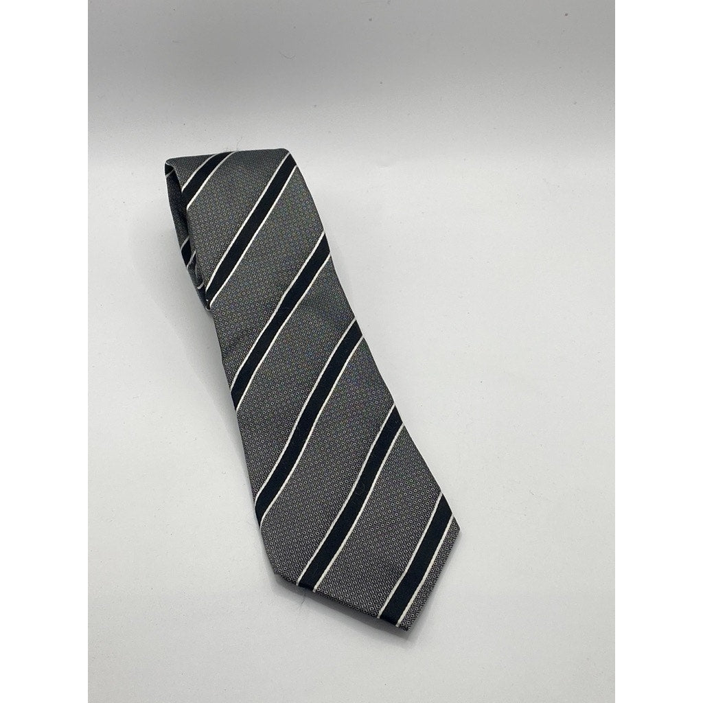 BANANA REPUBLIC Men’s Charcoal-Black Striped Silk Tie SZ OS