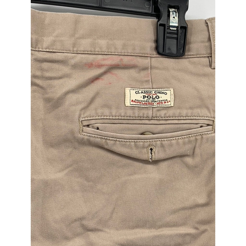 POLO RALPH LAUREN Men's Vintage Tan Pleated Straight-Leg Andrew Pant SZ 33X32