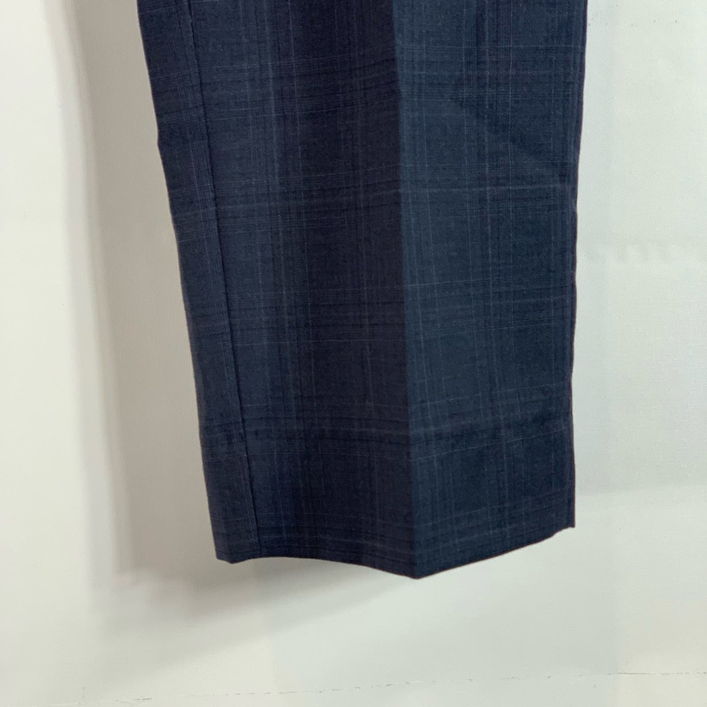 BEN SHERMAN Men's Navy Plaid Wool Tailored Flat Front Suit Pants SZ 40X32