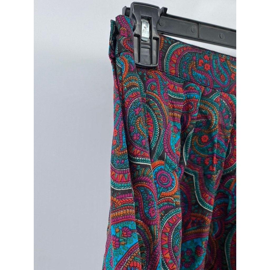 WHITNEY BROOKS Women’s Multicolor Paisley Print  Pleated A-Line Skirt SZ 12