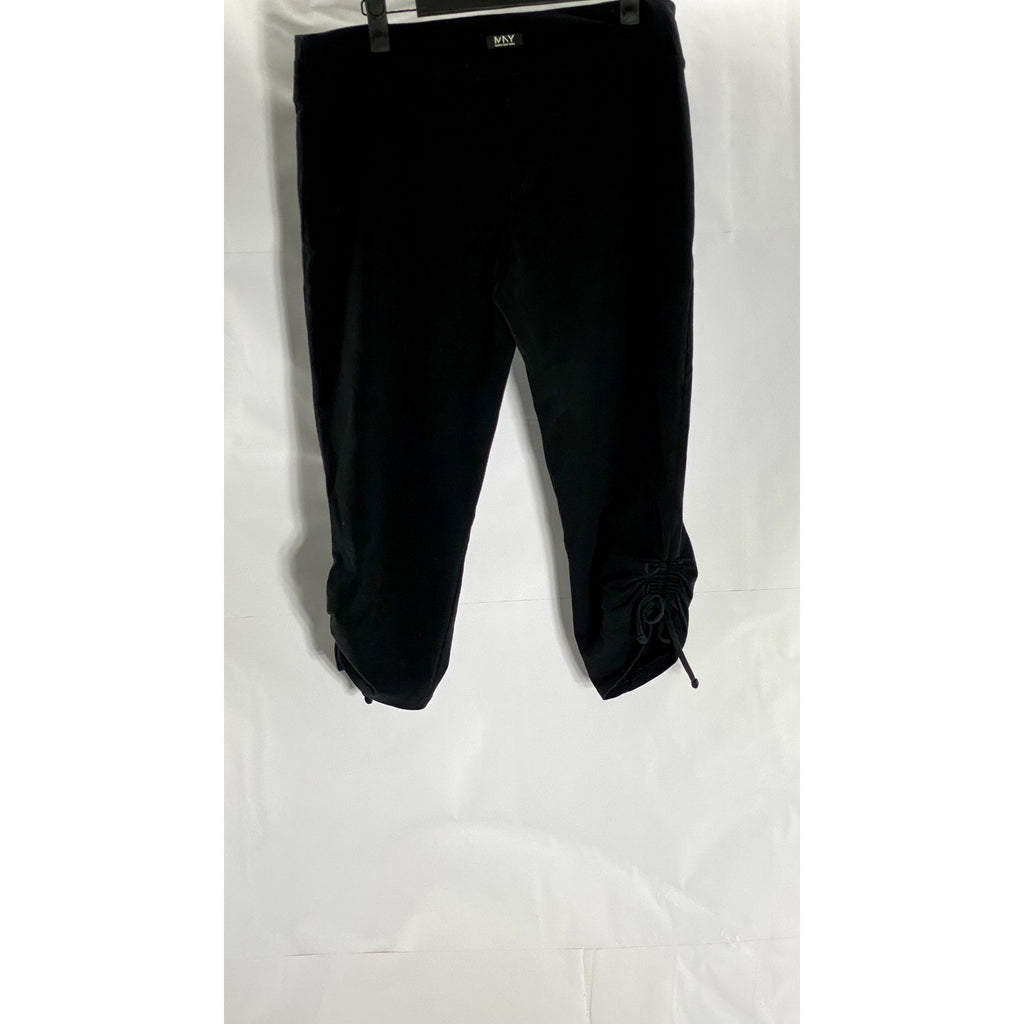 MNY Marc New York Women's Black Solid Pull-On Cinched-Hem Capri Pant SZ L