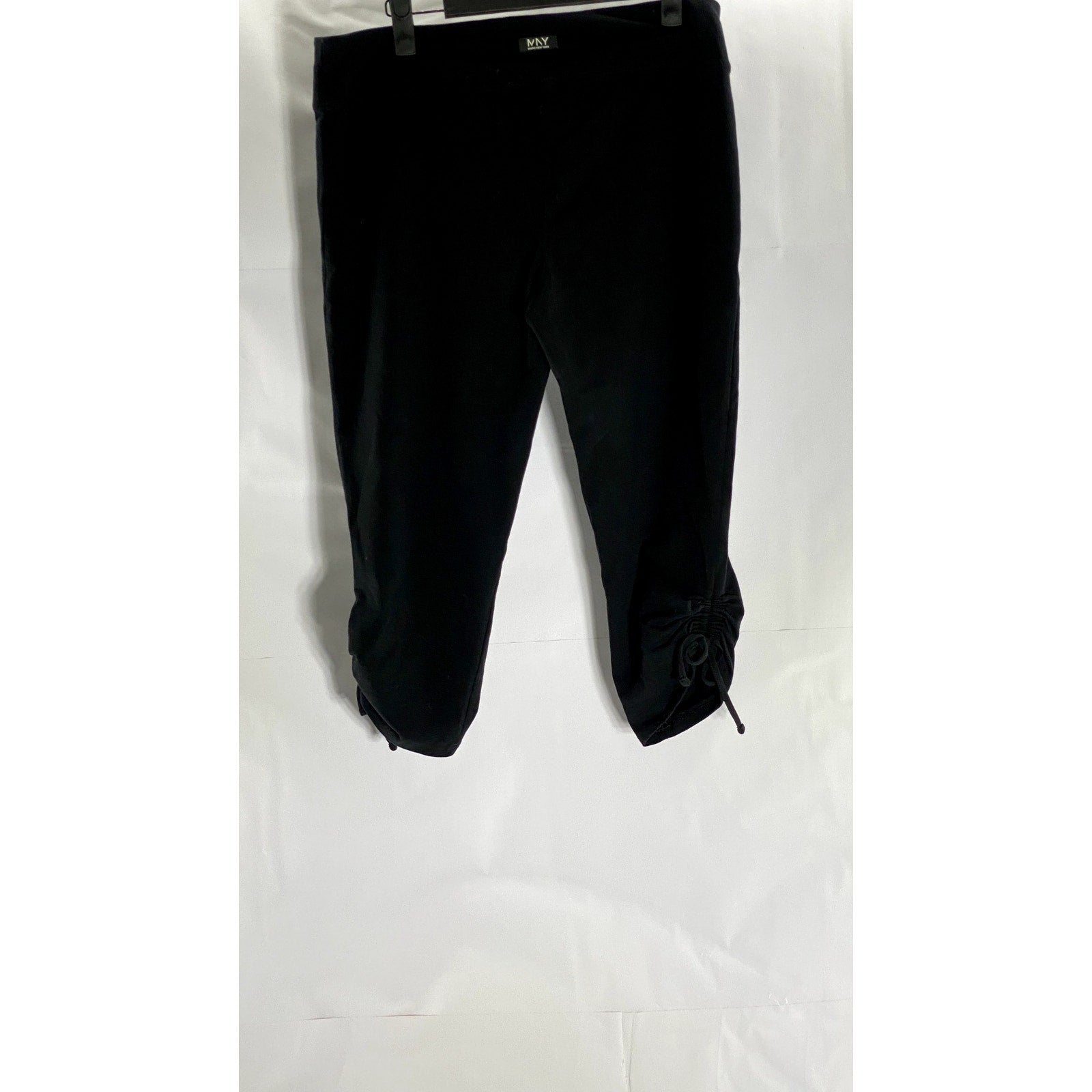 MNY Marc New York Women's Black Solid Pull-On Cinched-Hem Capri Pant SZ L