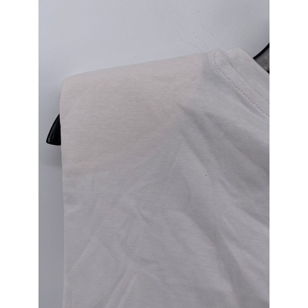 ZARA Women's White Crewneck Cropped Muscle T-Shirt SZ M