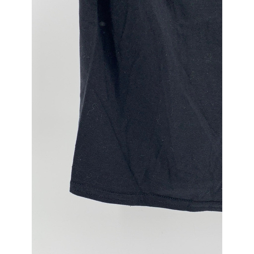 GILDAN Women's Black Daisy Embroidered Logo Crewneck Short Sleeve Top SZ S