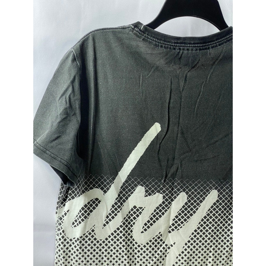 SUPERDRY VINTAGE Men's Black-White Crewneck Logo Ombre Short Sleeve T-Shirt SZ L