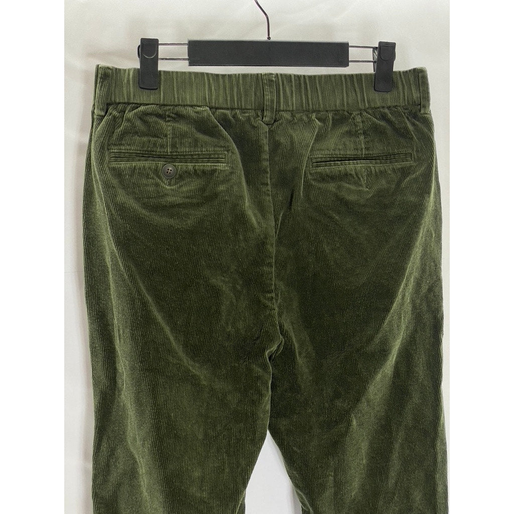 ID MENSWEAR Men's Dark Olive Green Corduroy Straight-Leg Pant SZ S