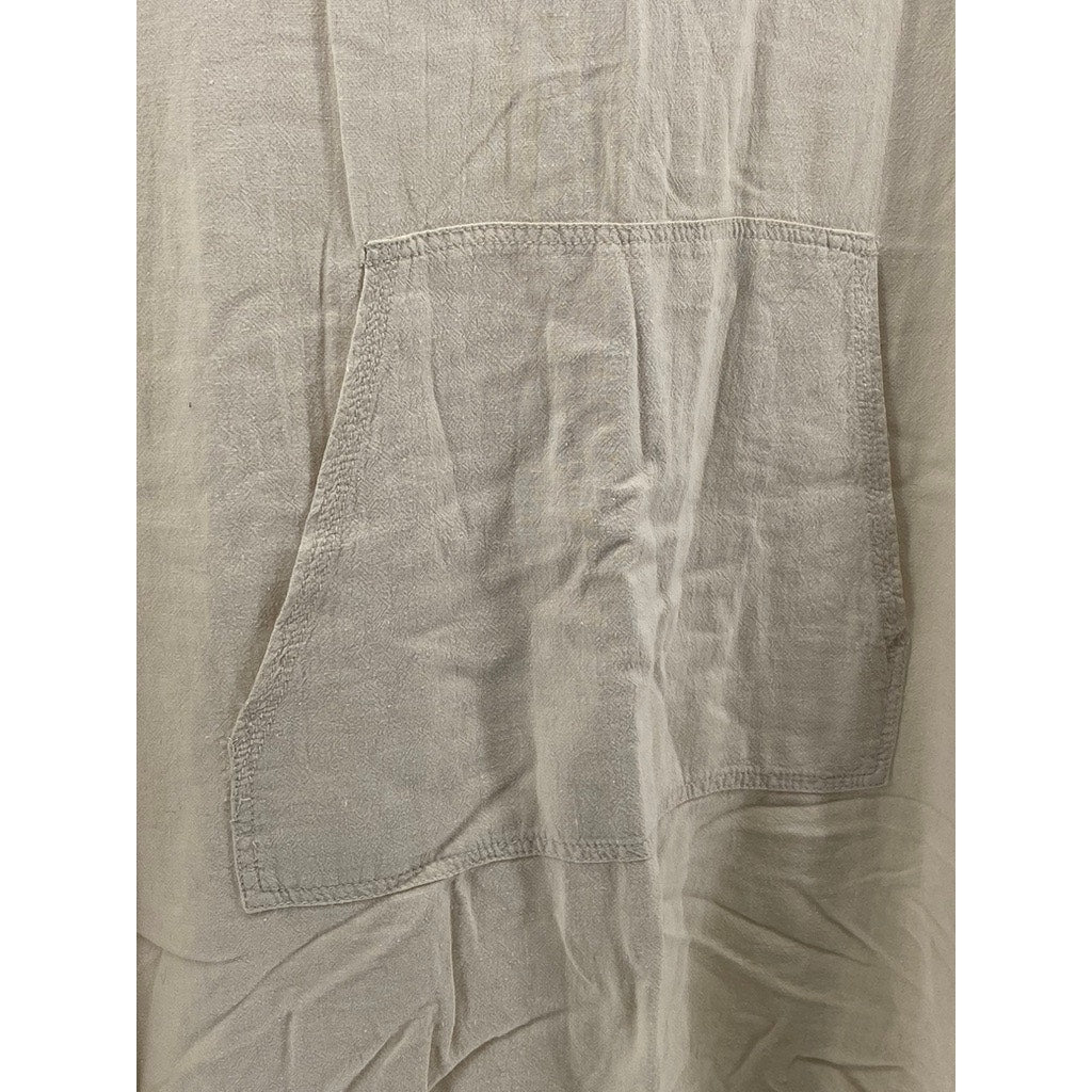 MADEWELL Women's Beige-Black Embroidered Paradise Raw Short Sleeve Dress SZ M