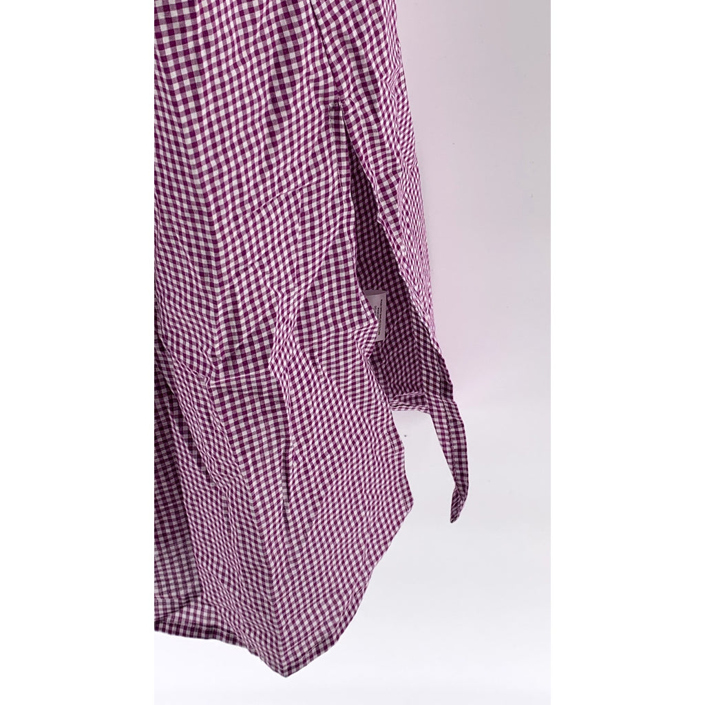 IINFLUENCE Women's Purple-White Mini Check Ruffle Short Sleeve Midi Dress SZ 8