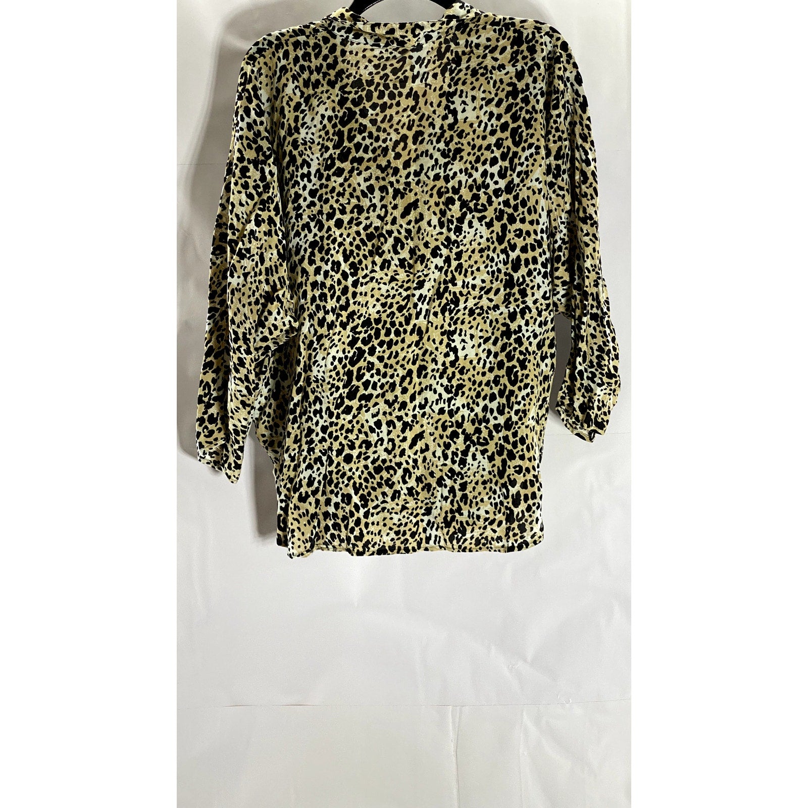 CHELSEA GIRL Women's Tan/Black Animal Print Button-Up Long Sleeve Top SZ 12