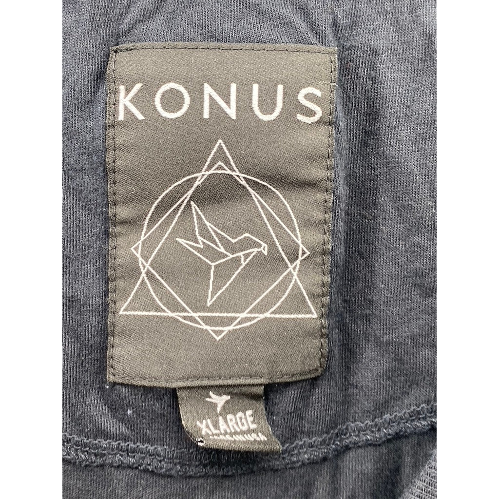 KONUS Men's Black Speckle Print Scoop-Neck Short Sleeve Casual T-Shirt SZ XL