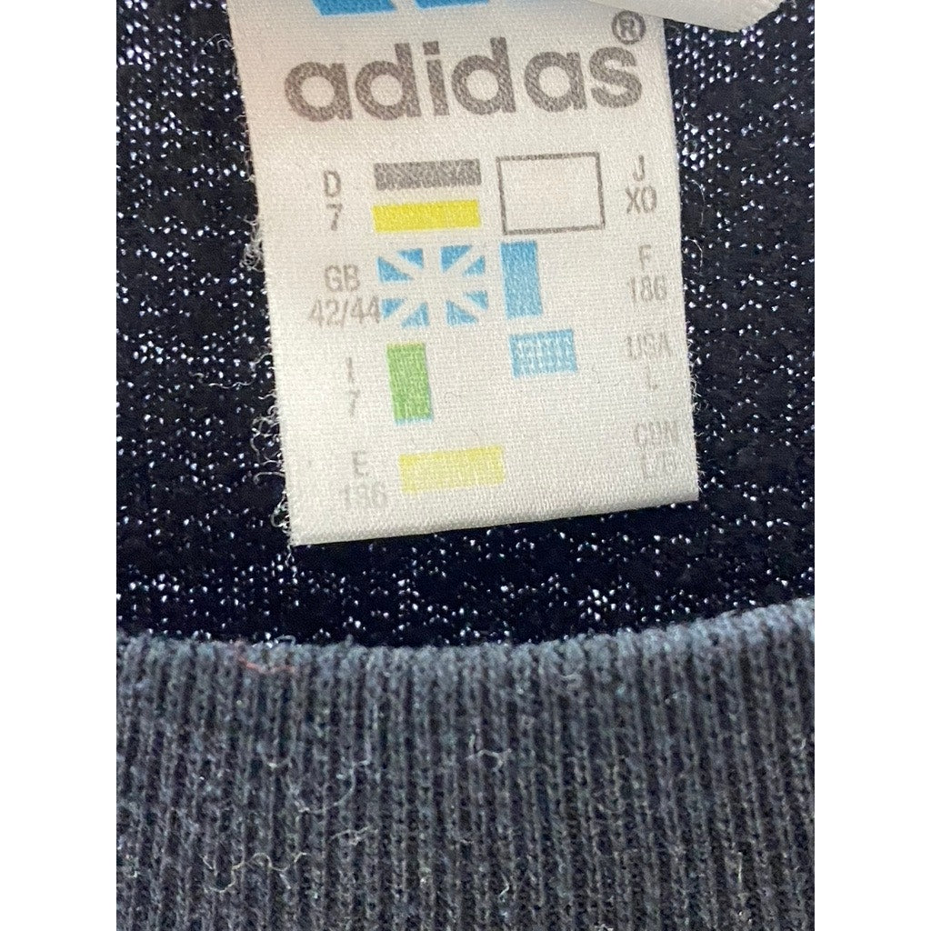 ADIDAS Men's Vintage Black/White Chest Logo Crewneck Long Sleeve T-Shirt SZ L