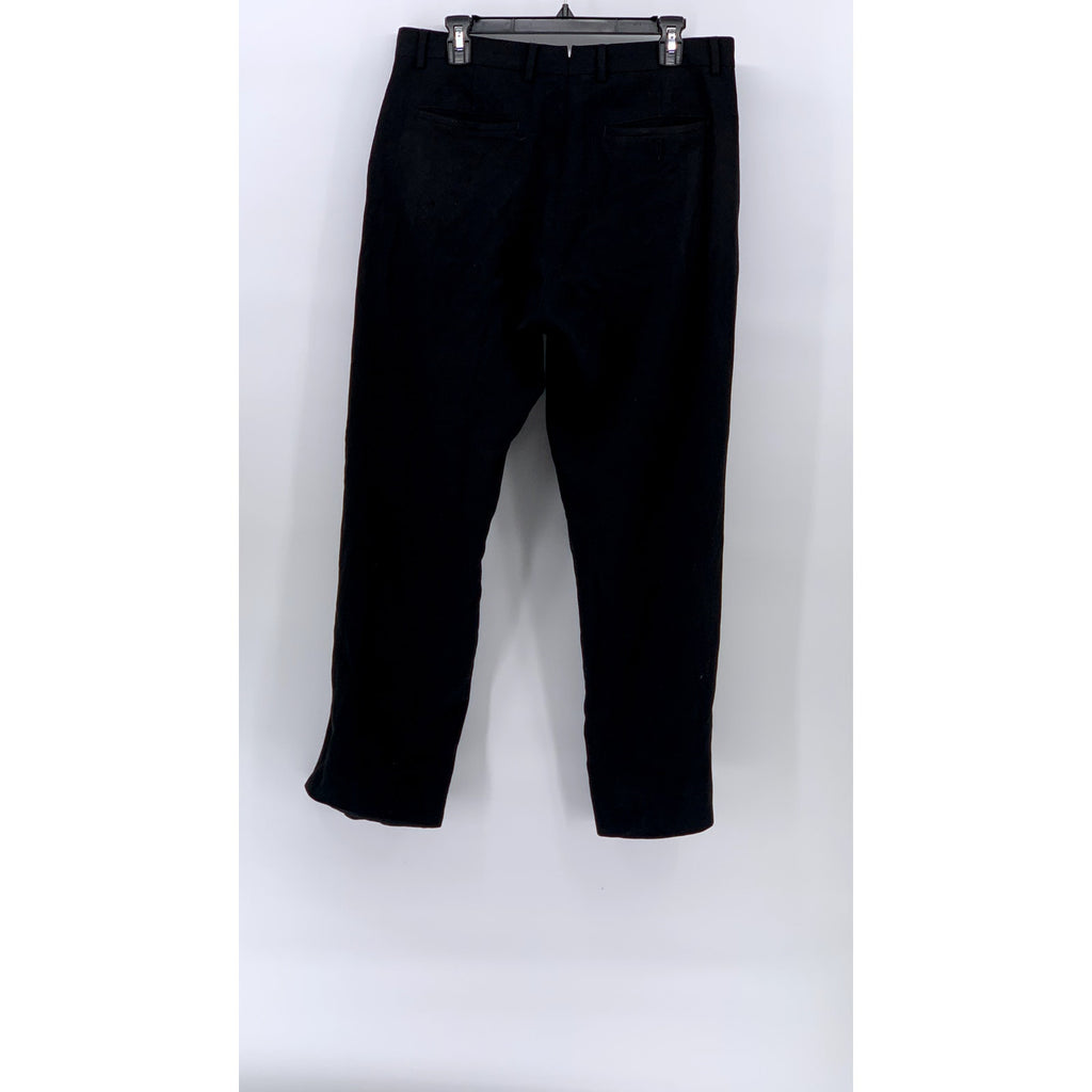 BANANA REPUBLIC Men's Black Solid Modern-Fit Wool Straight-Leg Pants SZ 33X32
