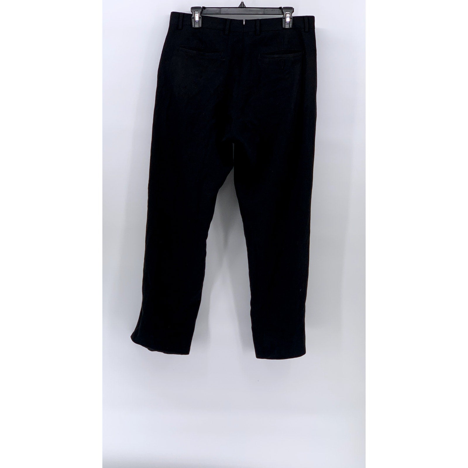 BANANA REPUBLIC Men's Black Solid Modern-Fit Wool Straight-Leg Pants SZ 33X32