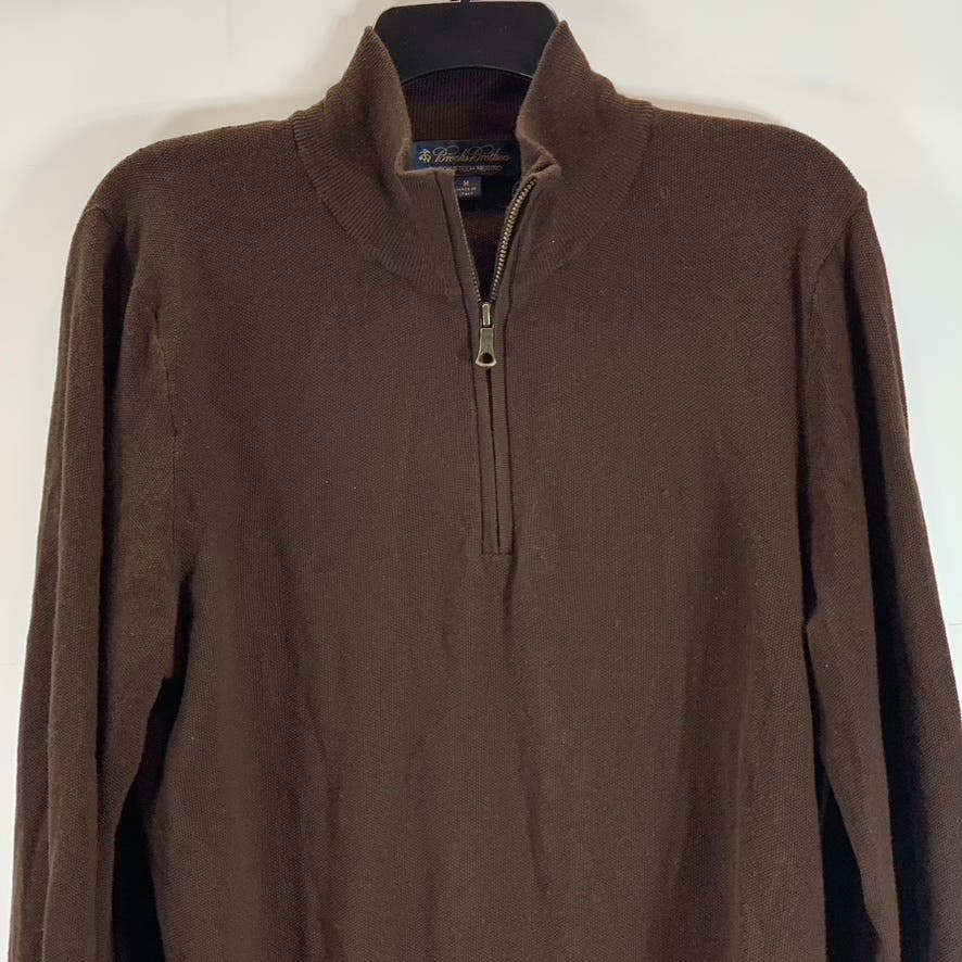 BROOKS BROTHERS Men's Brown Brookstech Merino Wool Half-Zip Pullover Sweater SZM