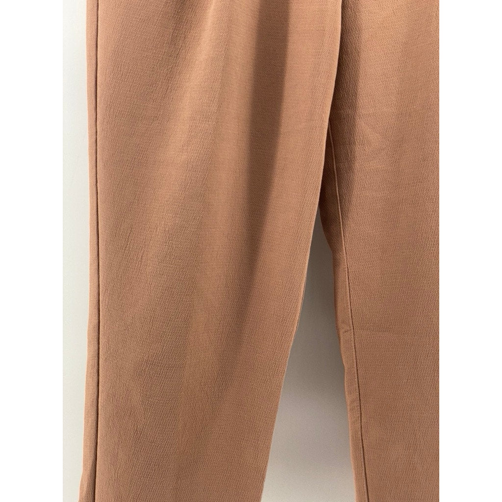 WILFRED Women's Brown Straight-Leg Pleated High-Rise Cropped Trousers SZ 2
