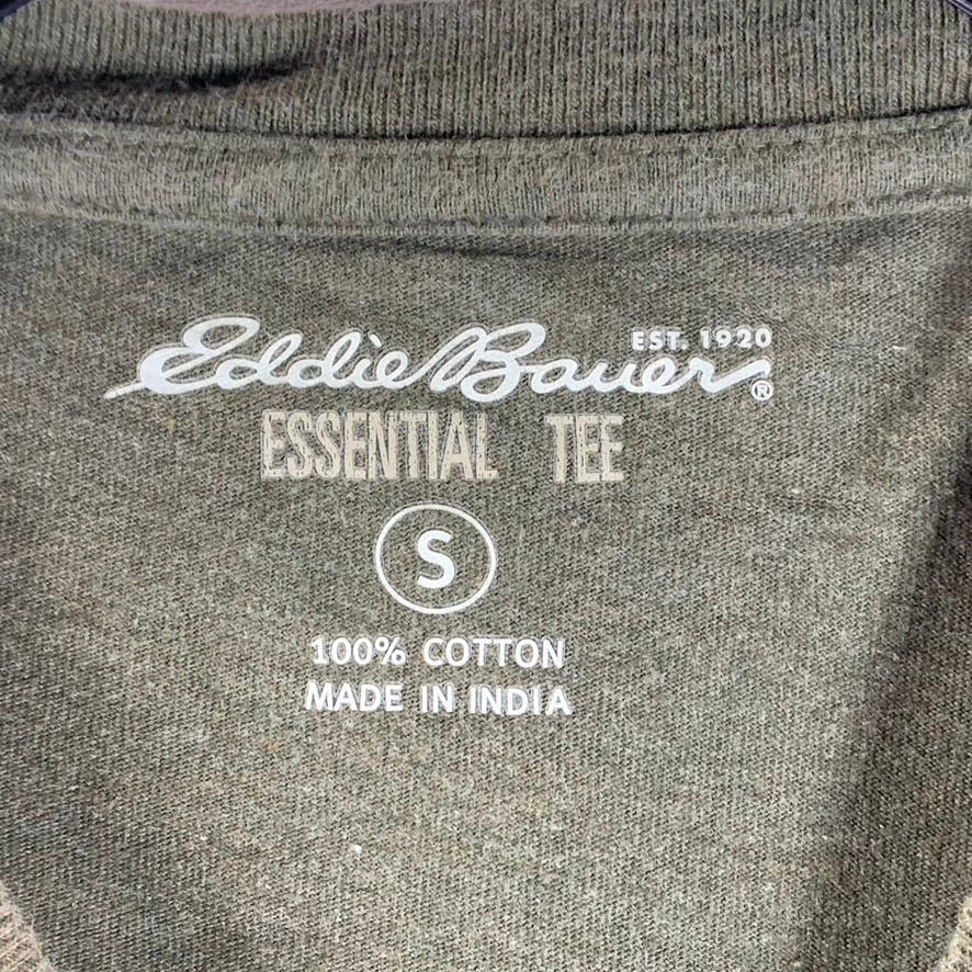 EDDIE BAUER Men's Olive Green Cotton Crewneck Essential Long Sleeve T-Shirt SZ S