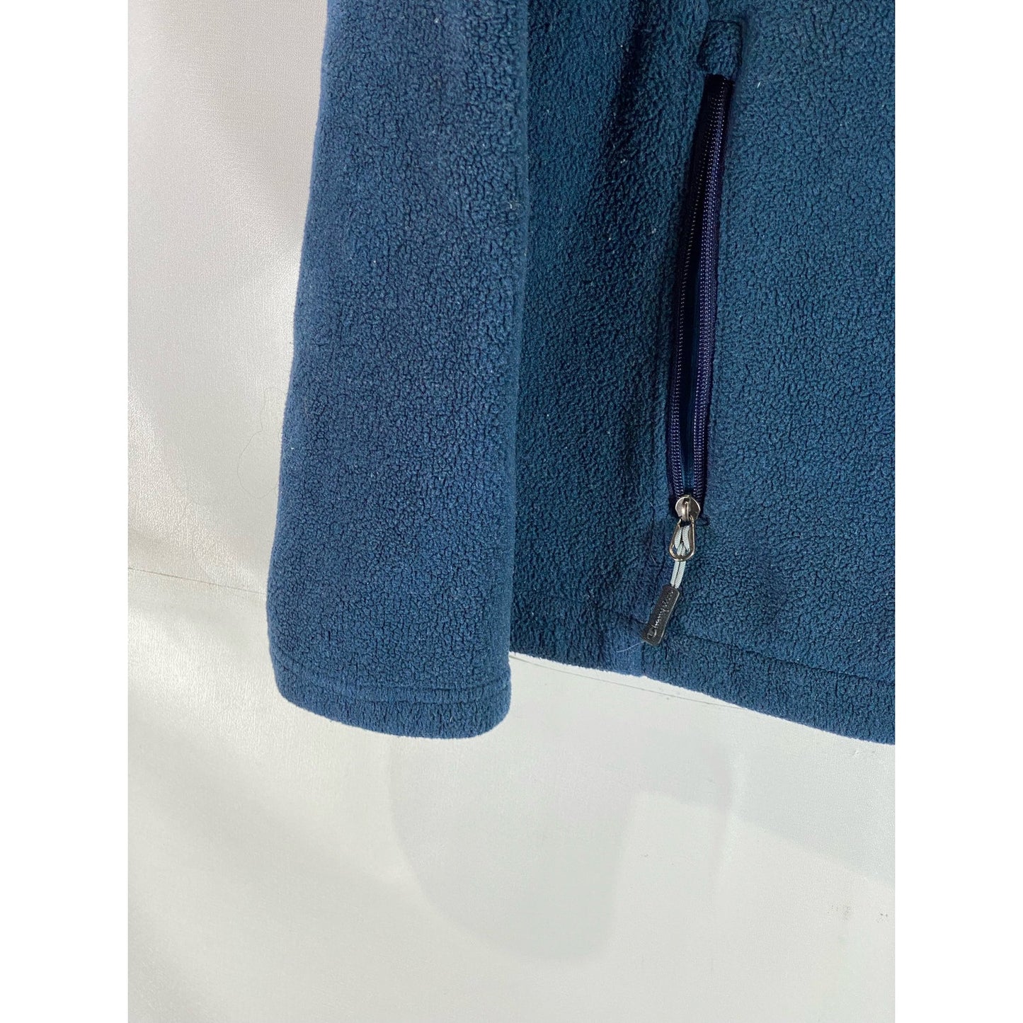 CHAMPION Men's Blue Fleece Script Logo Stand-Collar Zip-Up Jacket SZ S
