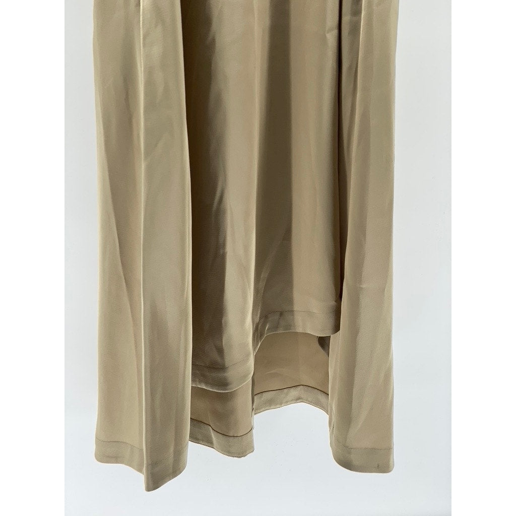 MIGO'S Women's Tan Crewneck Sleeveless Maxi Dress SZ M