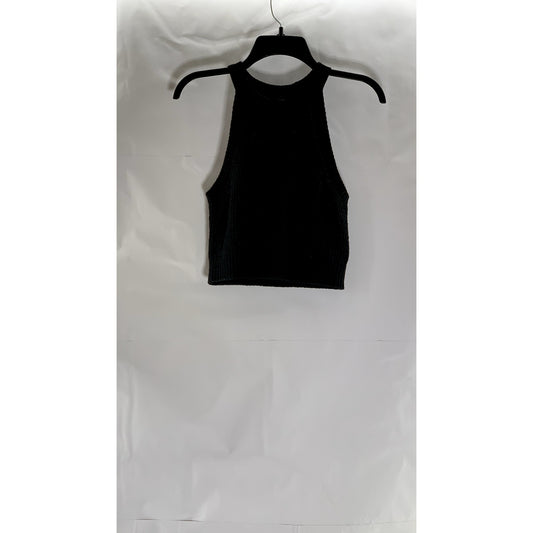 DIVIDED By H&M Women's Black Chunky Knit Halter Crop Top SZ L