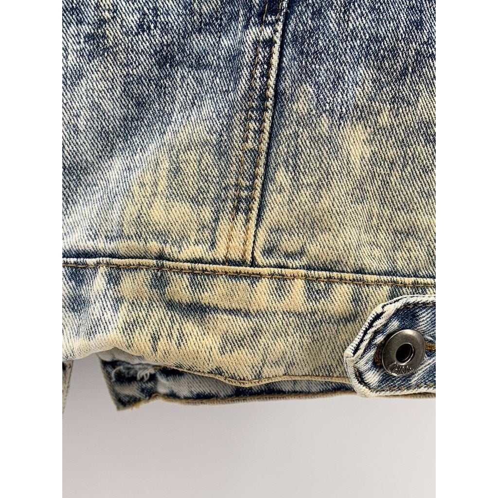CHIQLE Women's Blue Denim Architect Distressed Button-Up Sleeveless Vest SZ L