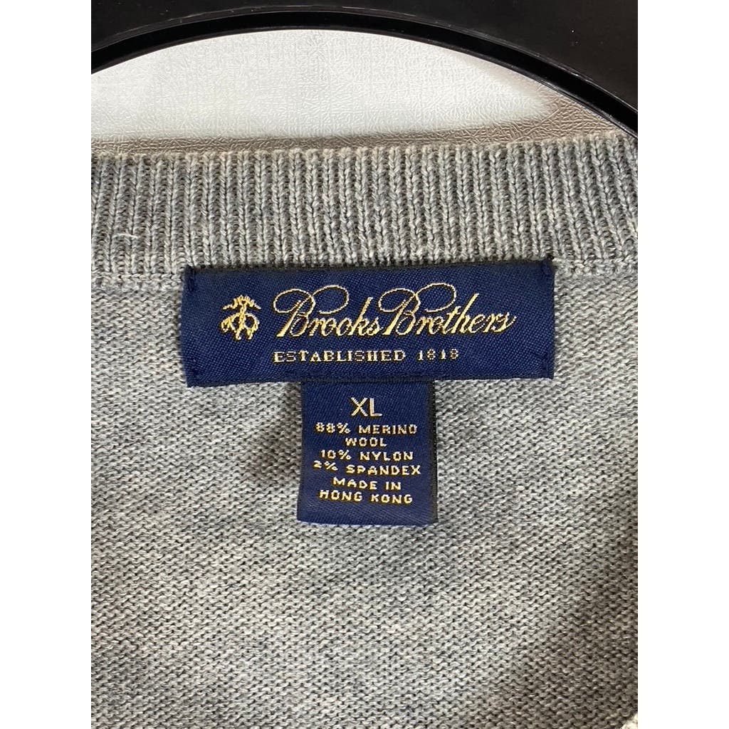 BROOK BROTHERS Men's Gray Crewneck Merino Wool-Blend Pullover Sweater SZ XL
