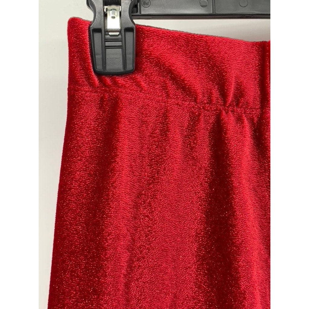 URSULA & BENJAMIN Women's Red Shimmer Pull-Up High Rise Straight Leg Pant SZ S