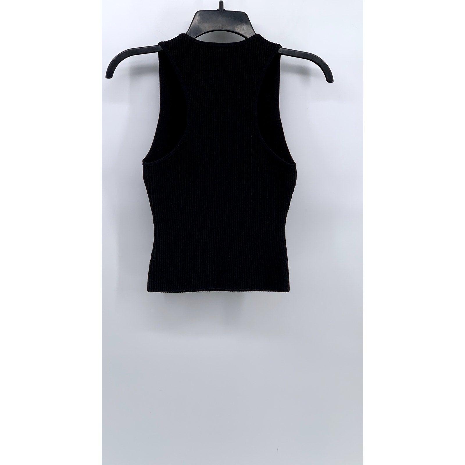 BABATON Women's Black Ribbed Sleeveless Halter Top SZ S