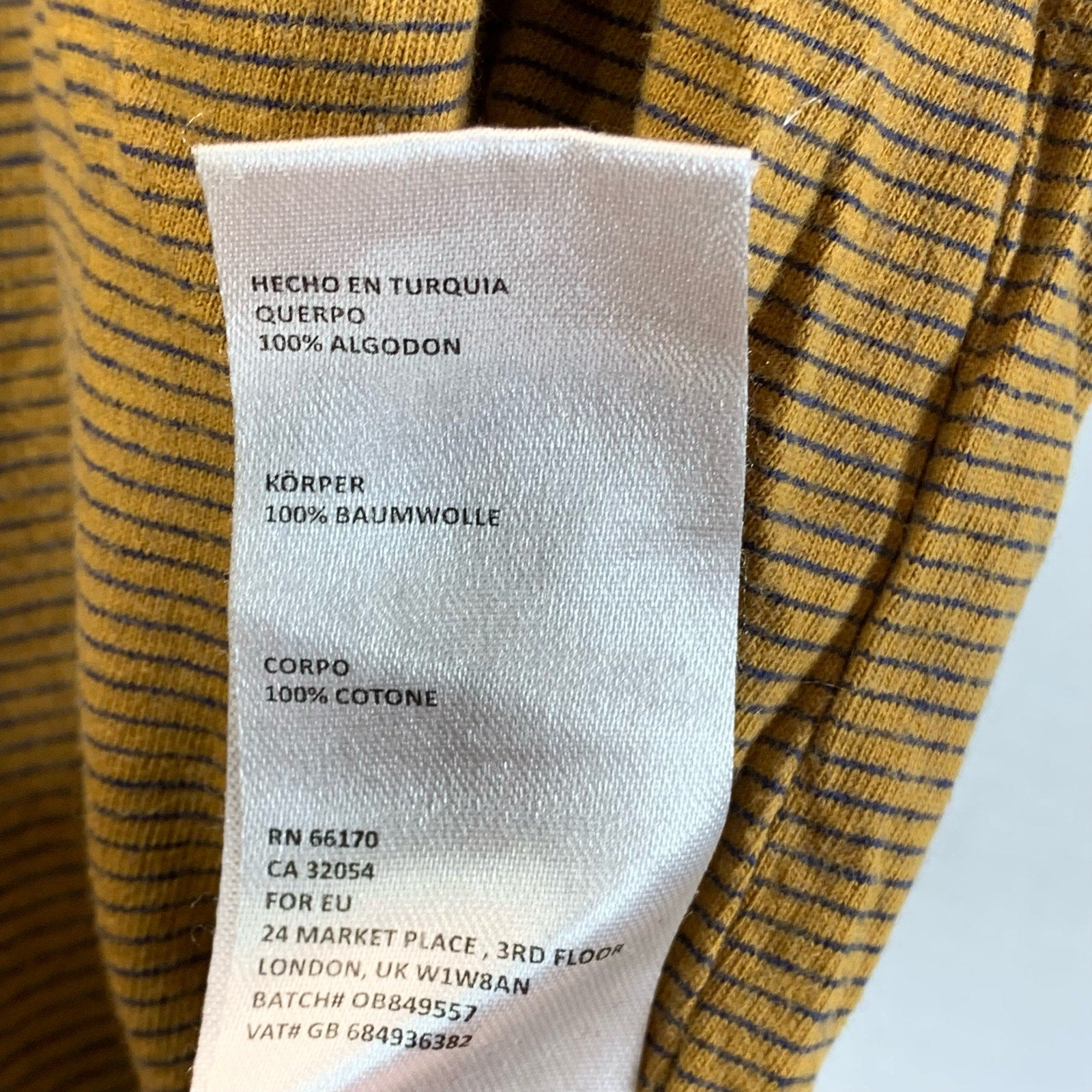 URBAN OUTFITTERS Men's Yellow Striped Crewneck Short Sleeve Shirt SZ S