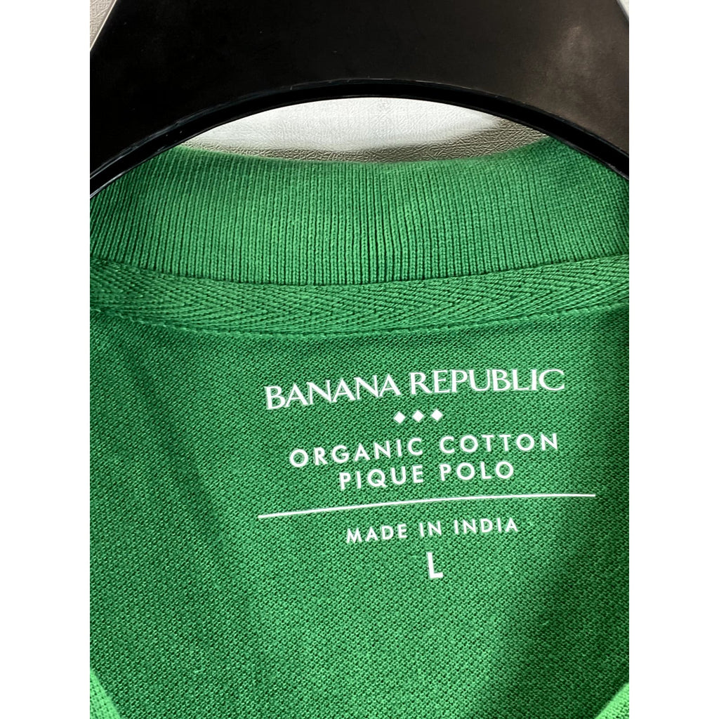 BANANA REPUBLIC Men's Green Malachit Organic Cotton Pique Short Sleeve Polo SZ L
