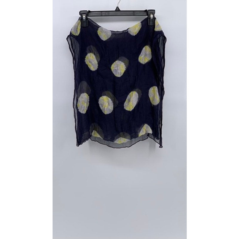 UNBRANDED Women’s Navy-Yellow Circle Sheer Scarf